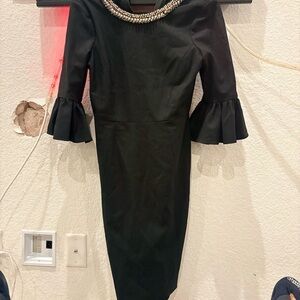Elegant Black Dress with Beaded Neckline